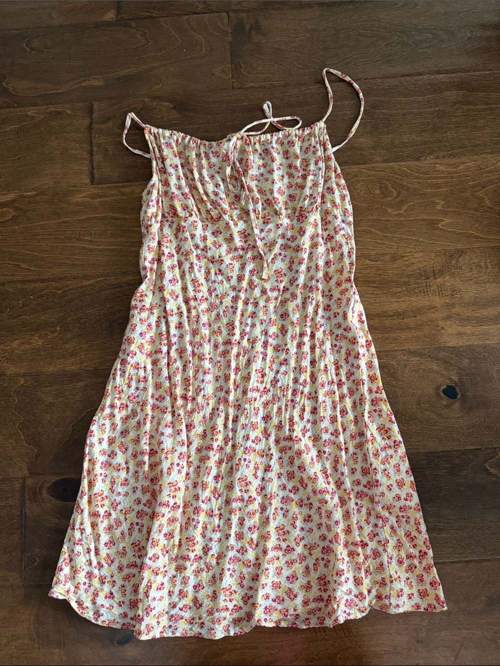 Reformation Cream Mini Dress with Pink Floral Print